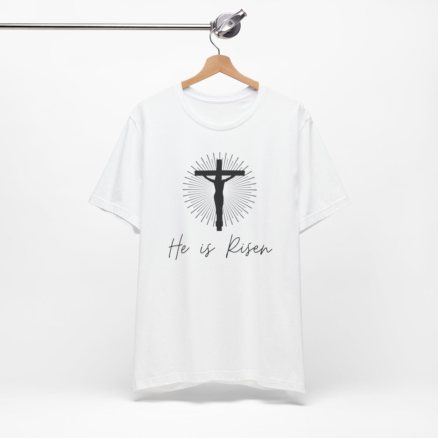 He is Risen Unisex Jersey Short Sleeve Tee - Faith-Based Apparel for Easter Celebrations