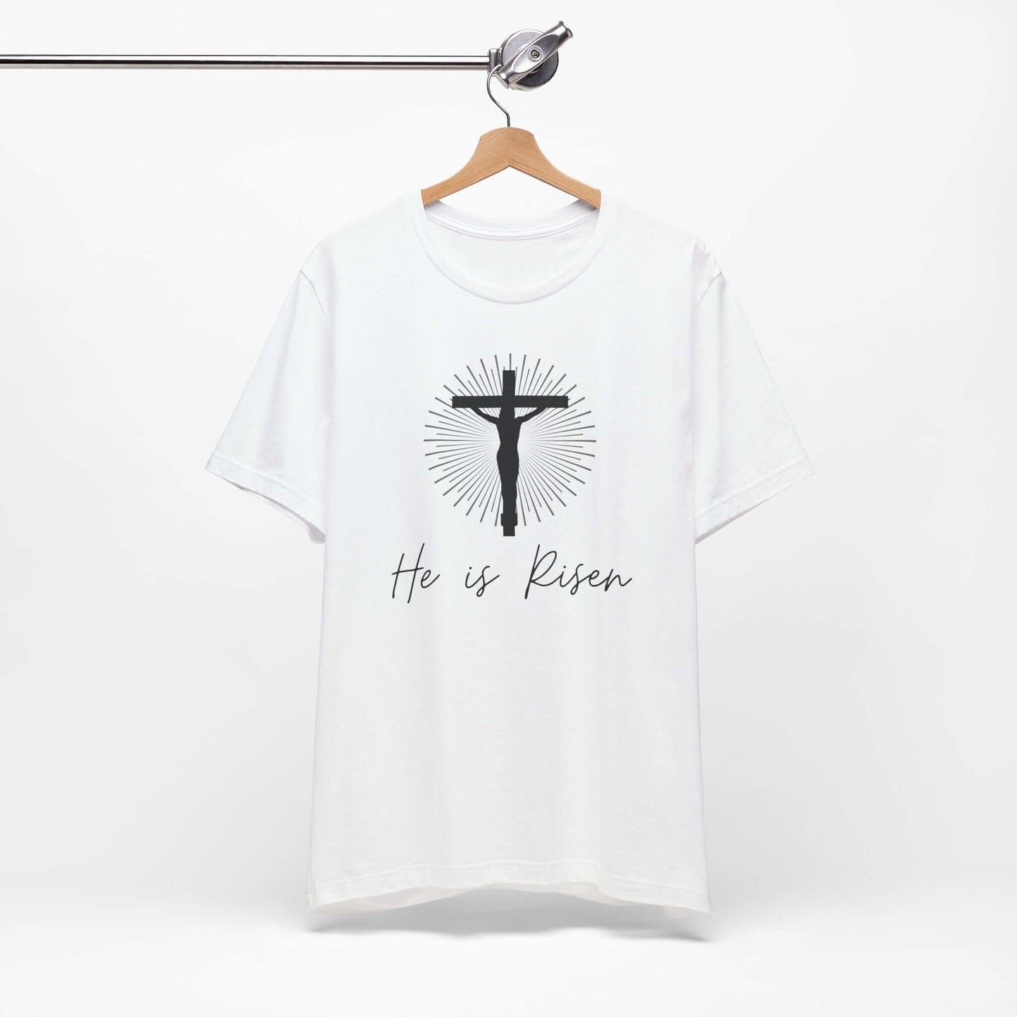 He is Risen Unisex Jersey Short Sleeve Tee - Faith-Based Apparel for Easter Celebrations