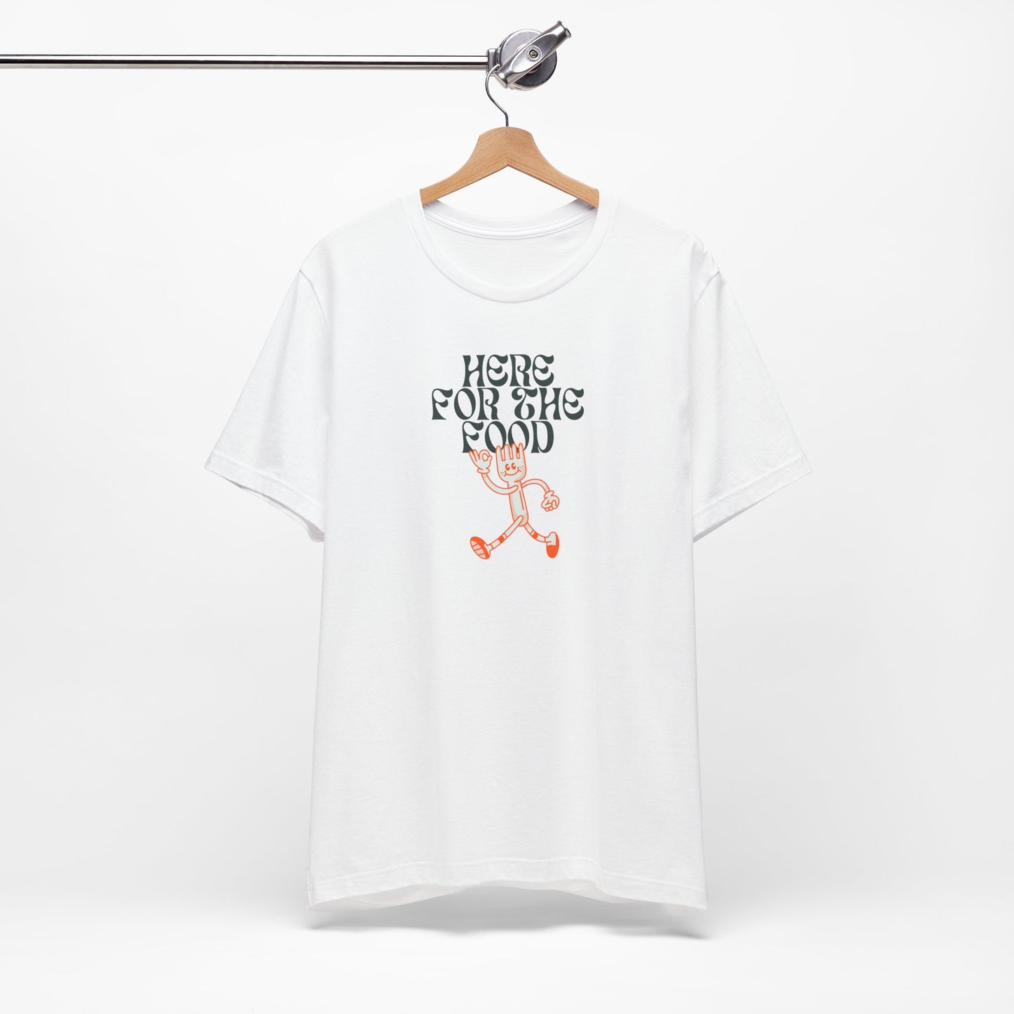 Here for the Food Unisex Jersey Tee – Fun & Playful Graphic T-Shirt for Foodies