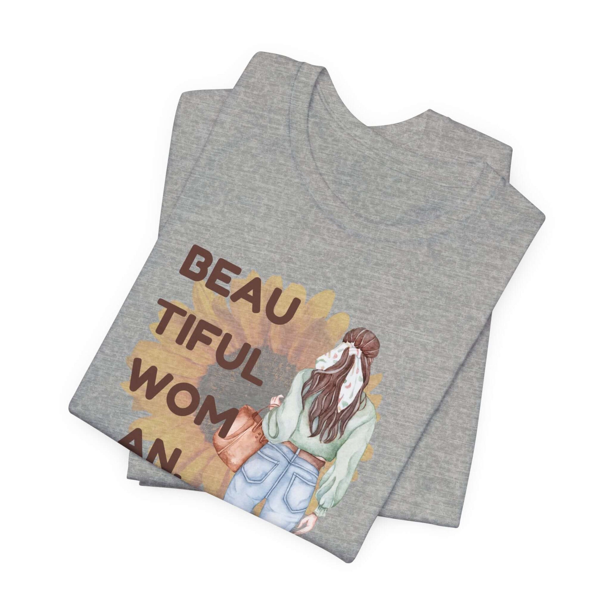 Stylish Positive Vibe Women's Tee with a graphic design celebrating beauty, ideal for casual wear.