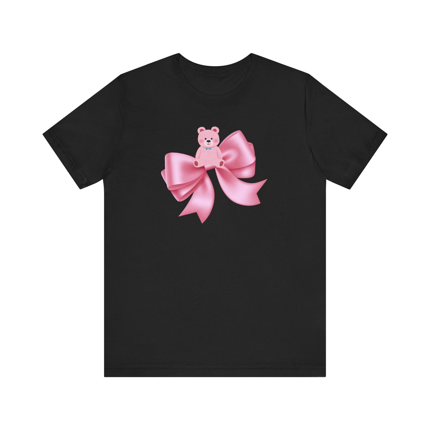 Cute Pink Teddy Bear Bow Tee - Jersey Short Sleeve T-Shirt