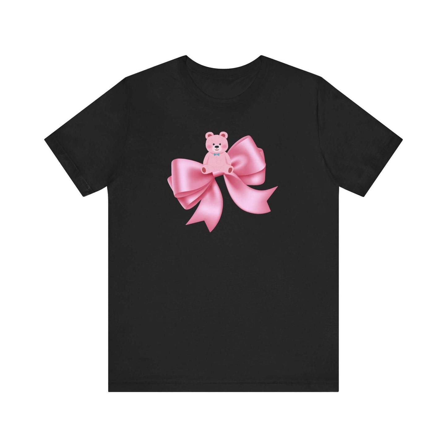 Cute Pink Teddy Bear Bow Tee - Jersey Short Sleeve T-Shirt