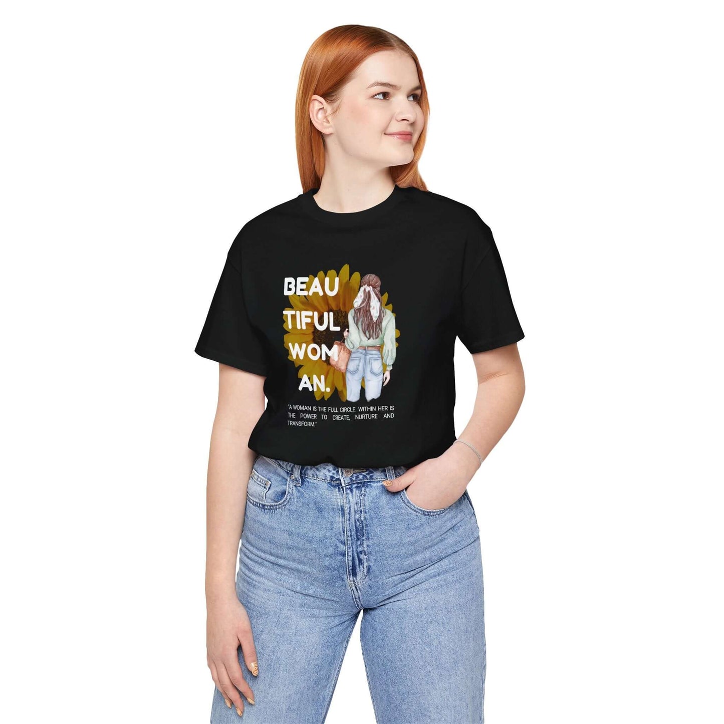 Empowerment Unisex Tee featuring a beautiful woman graphic, perfect for casual wear and gifting for her.