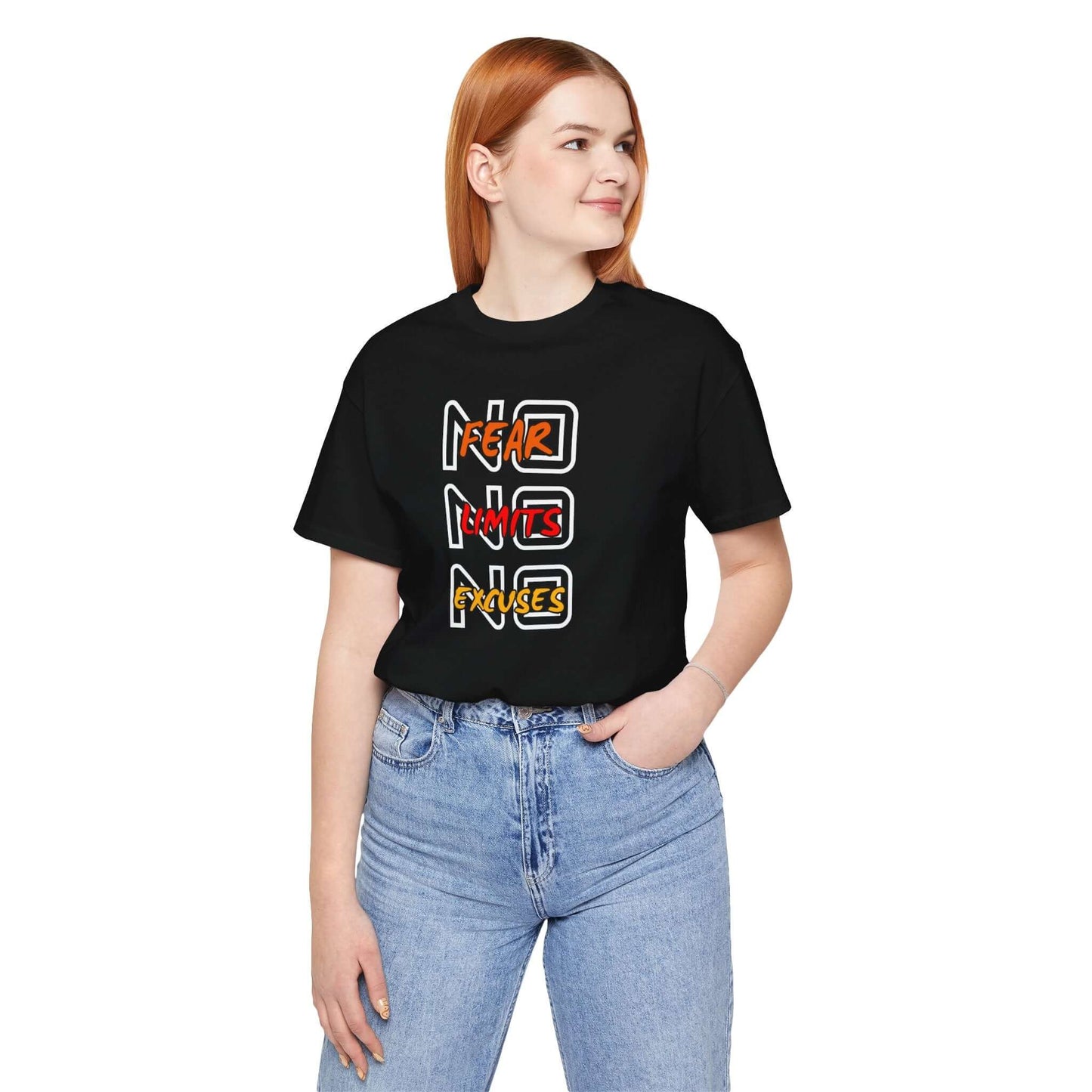 Motivational Graphic Tee - No Fear Limits Excuses, Unisex Jersey Short Sleeve Shirt