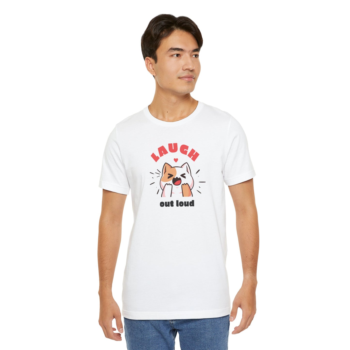 Funny Cat Graphic Tee - "Laugh Out Loud" Unisex Jersey Short Sleeve T-Shirt