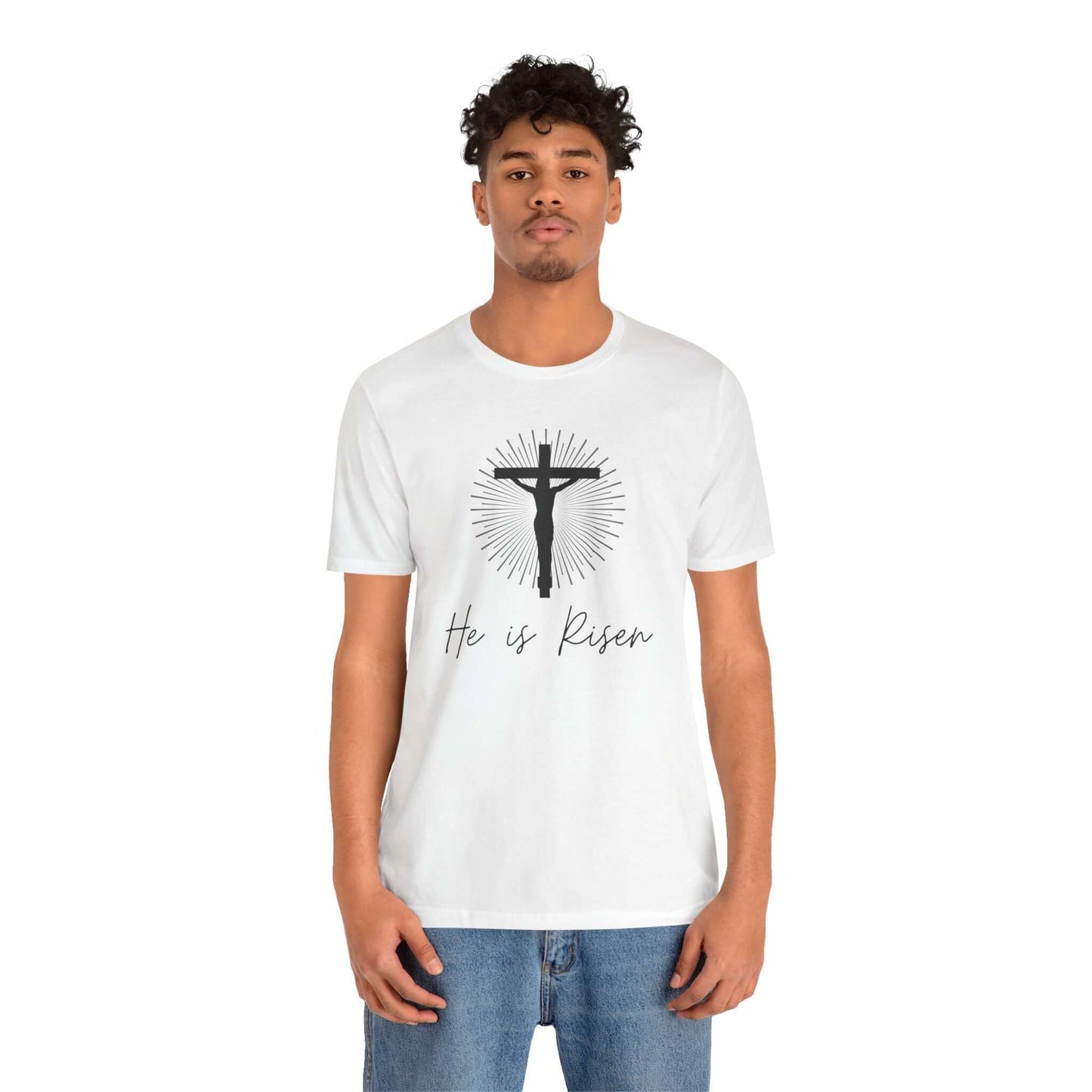 He is Risen Unisex Jersey Short Sleeve Tee - Faith-Based Apparel for Easter Celebrations