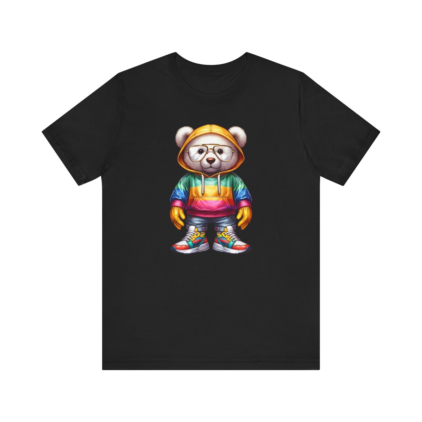 T-shirt à manches courtes unisexe en jersey Ours en peluche avec capuche