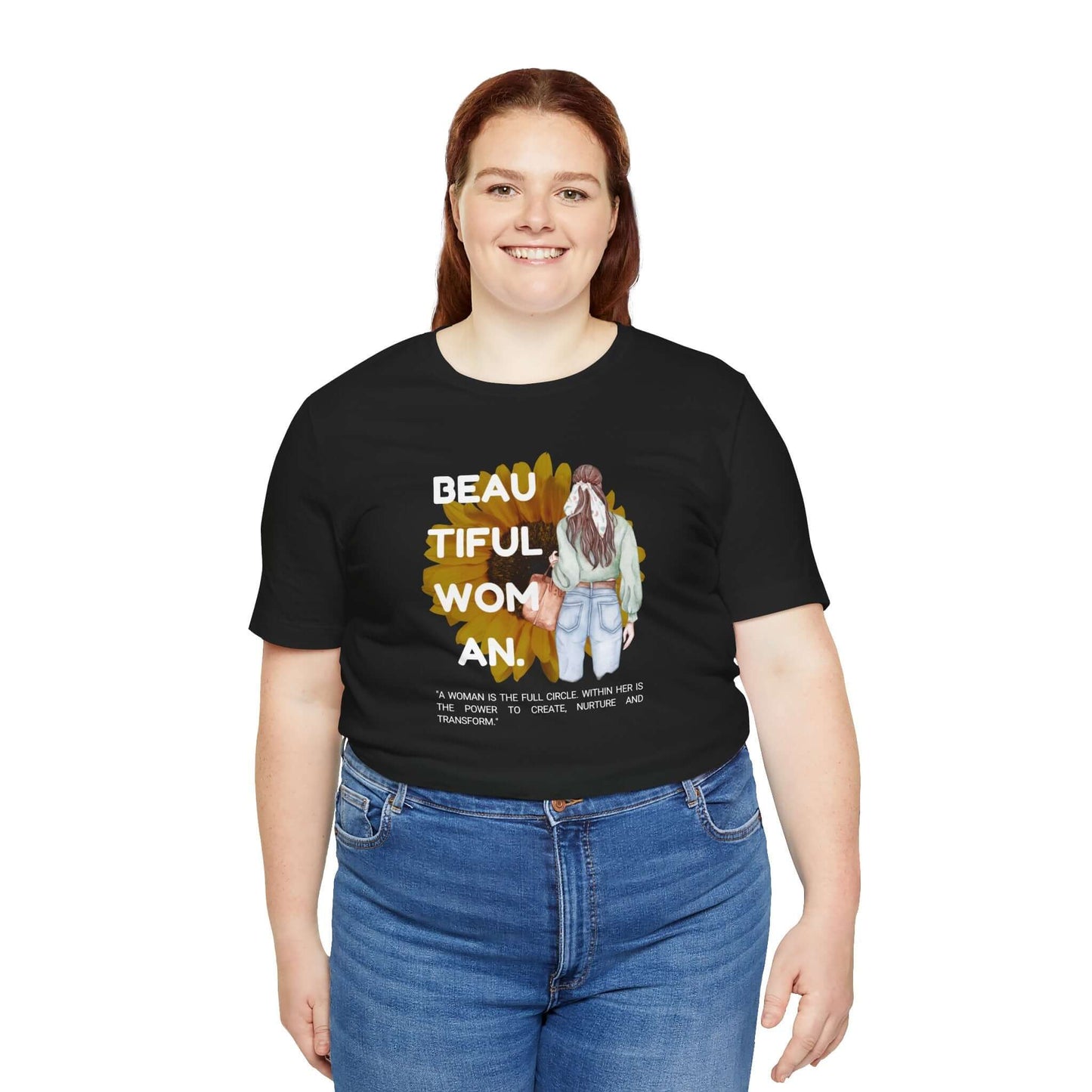 Empowerment Unisex Tee featuring a beautiful woman graphic, perfect for casual wear and inspirational gifting.