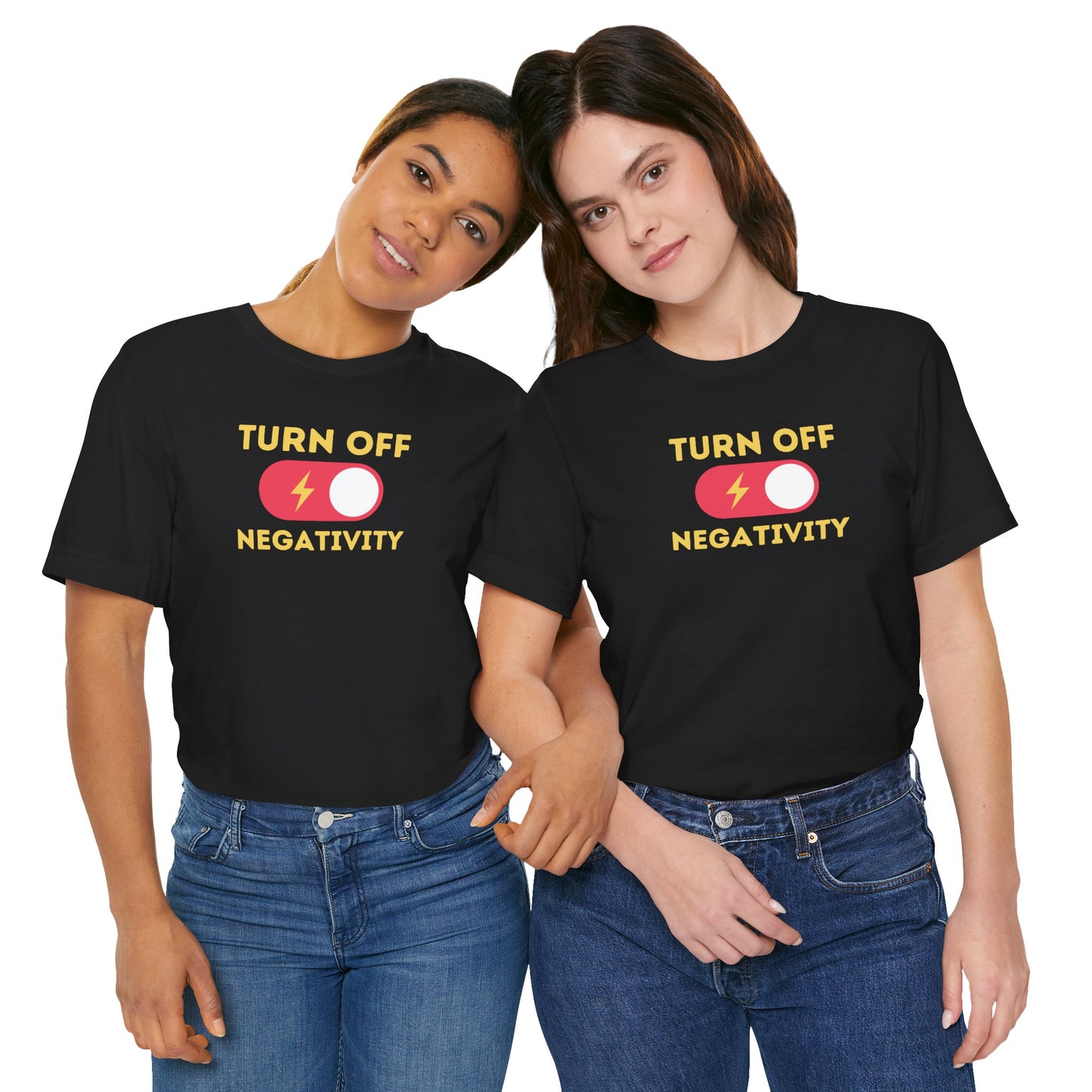 Positive Vibes Tee - Unisex Jersey Short Sleeve Shirt with 'Turn Off Negativity' Graphic