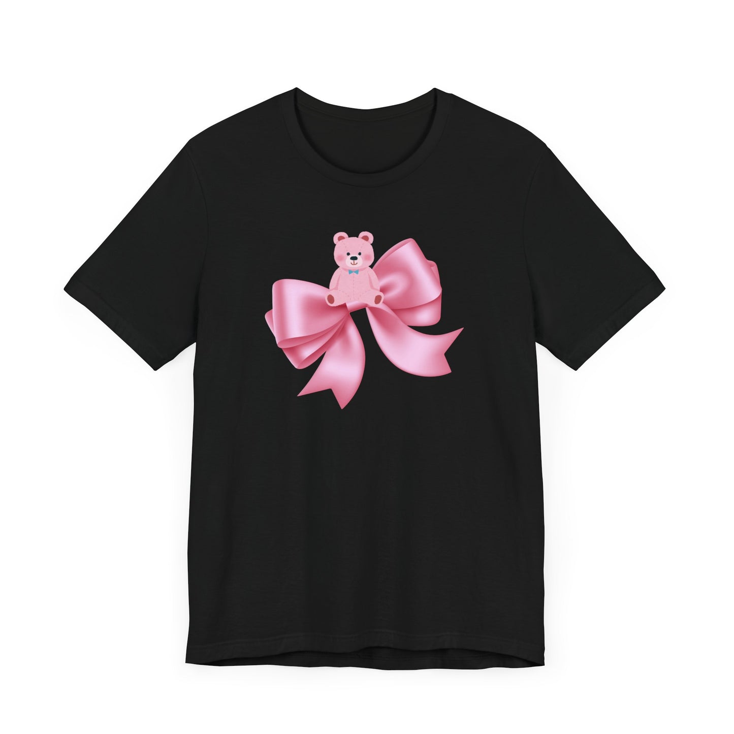 Cute Pink Teddy Bear Bow Tee - Jersey Short Sleeve T-Shirt