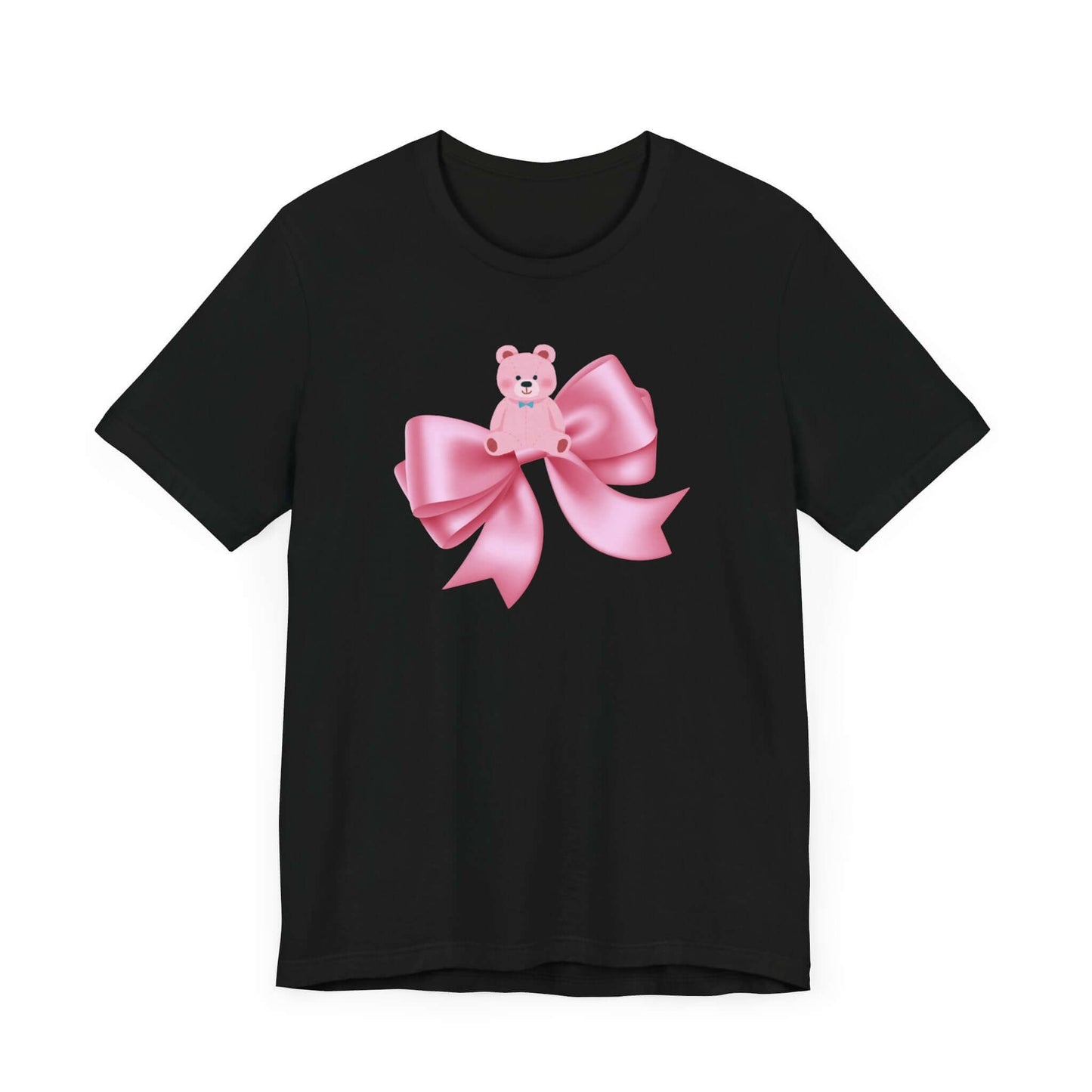 Cute Pink Teddy Bear Bow Tee - Jersey Short Sleeve T-Shirt