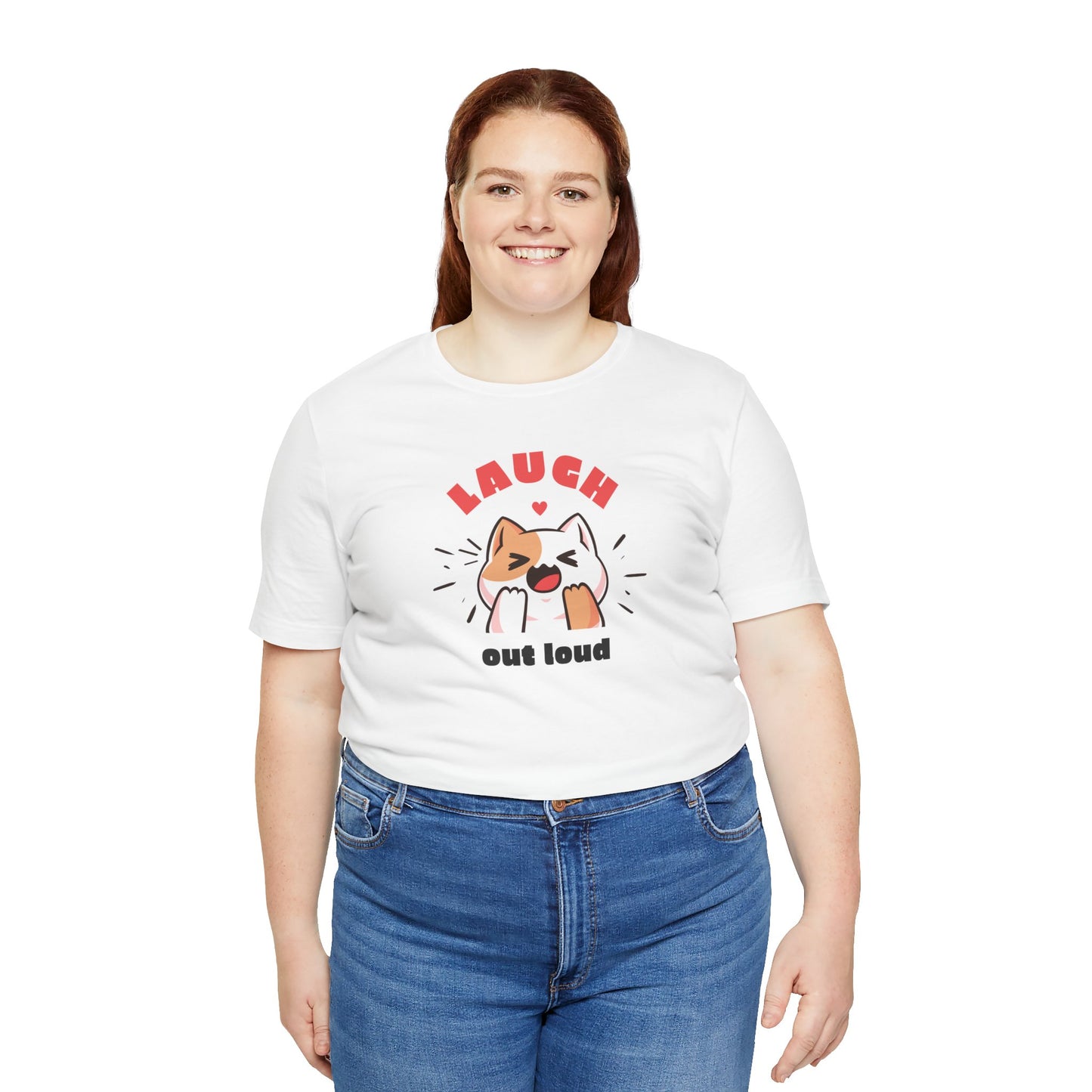 Funny Cat Graphic Tee - "Laugh Out Loud" Unisex Jersey Short Sleeve T-Shirt