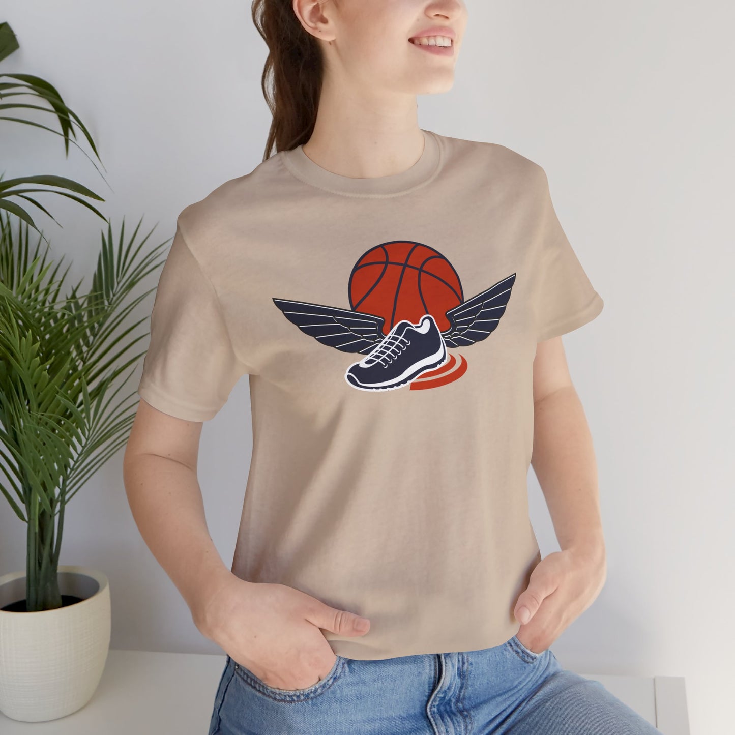 T-shirt de basket-ball avec chaussures et ailes Livraison express disponible