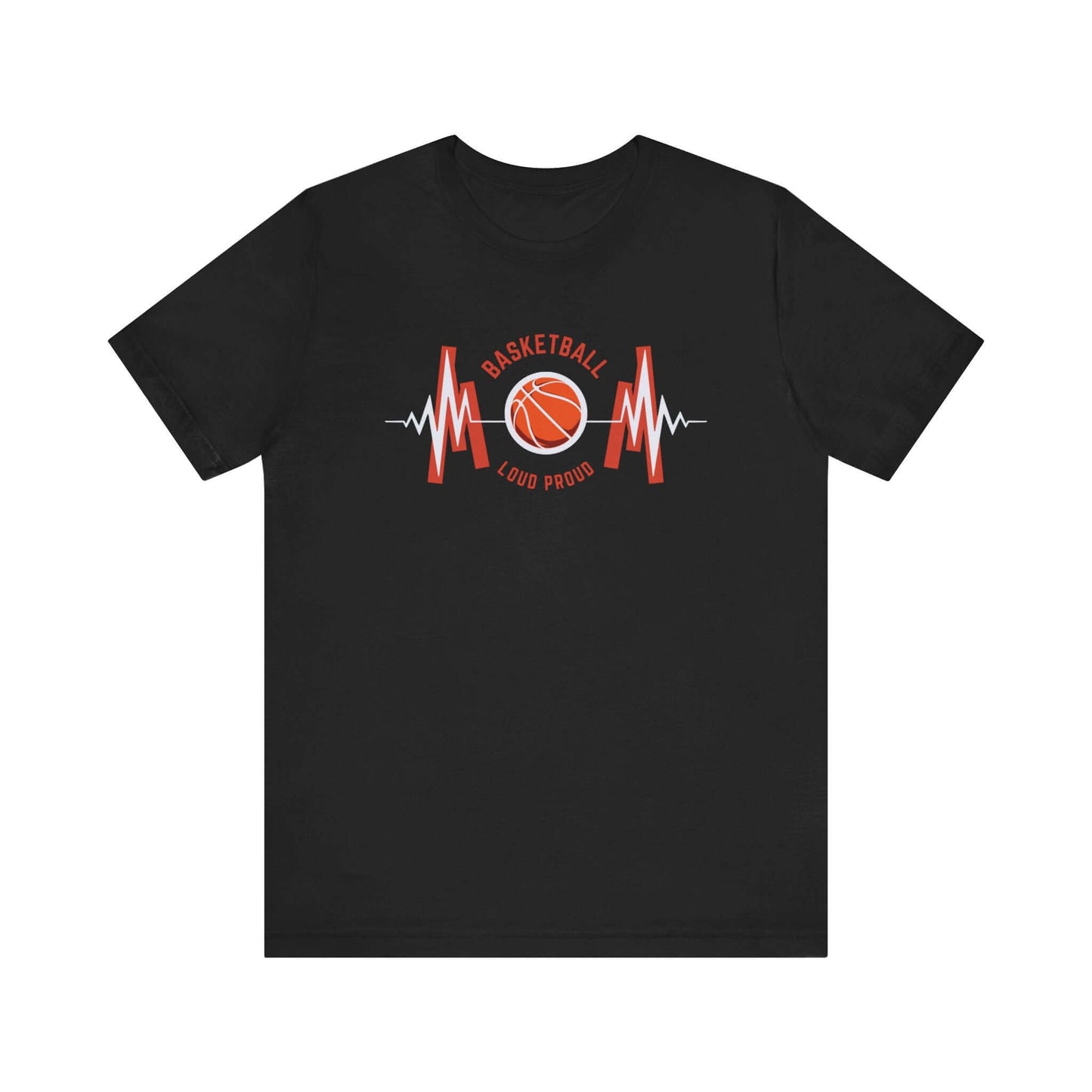 Basketball Heartbeat Tee in black with vibrant graphics showcasing a basketball and heartbeat design.