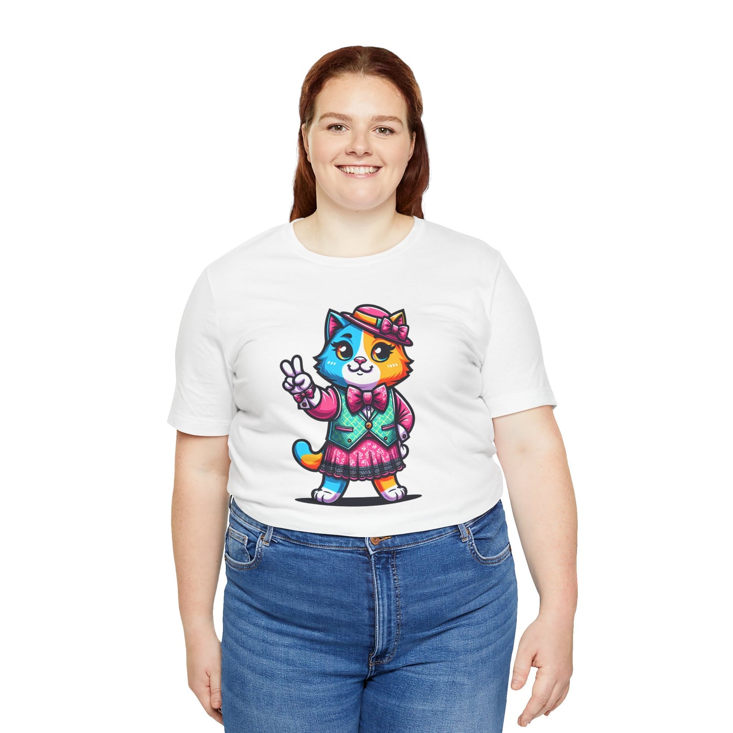 Cute Cat Vintage Style Tee - Colorful Pet Graphic T-Shirt