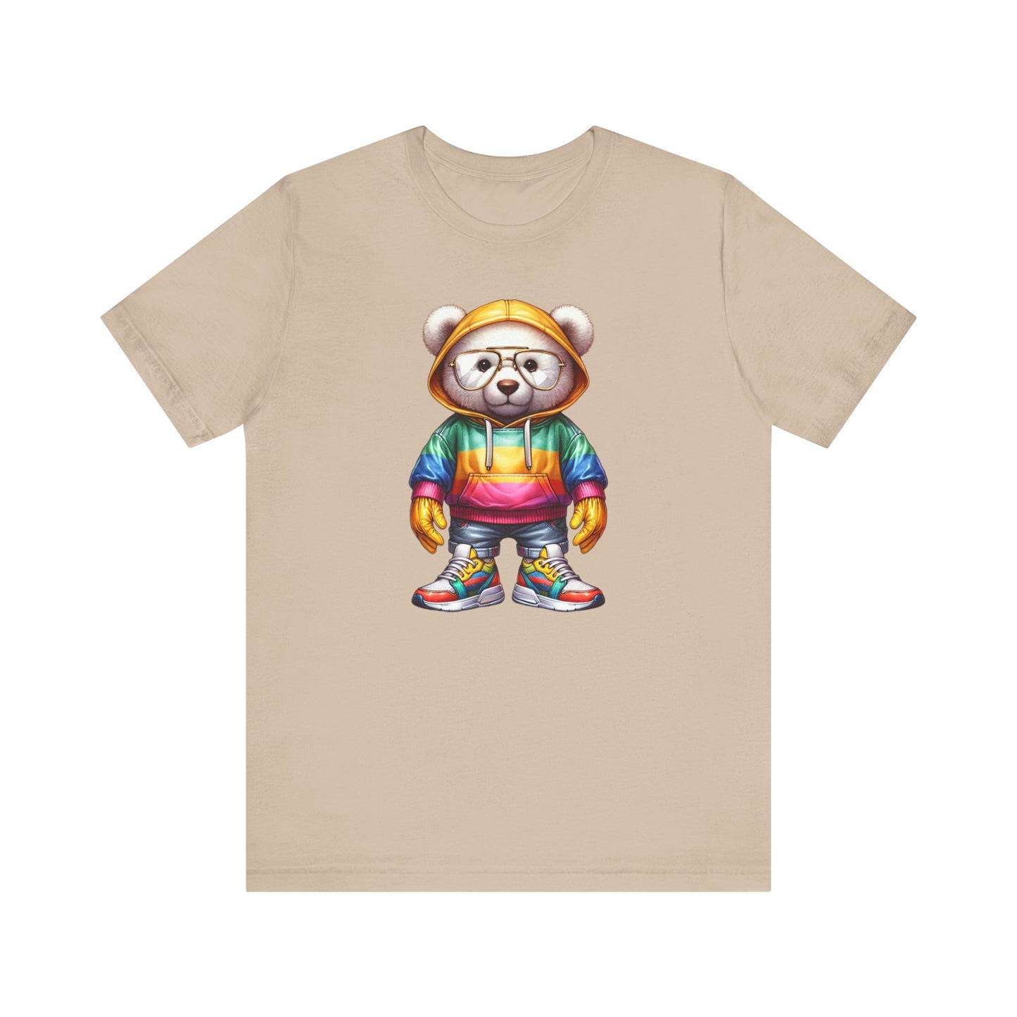T-shirt à manches courtes unisexe en jersey Ours en peluche avec capuche