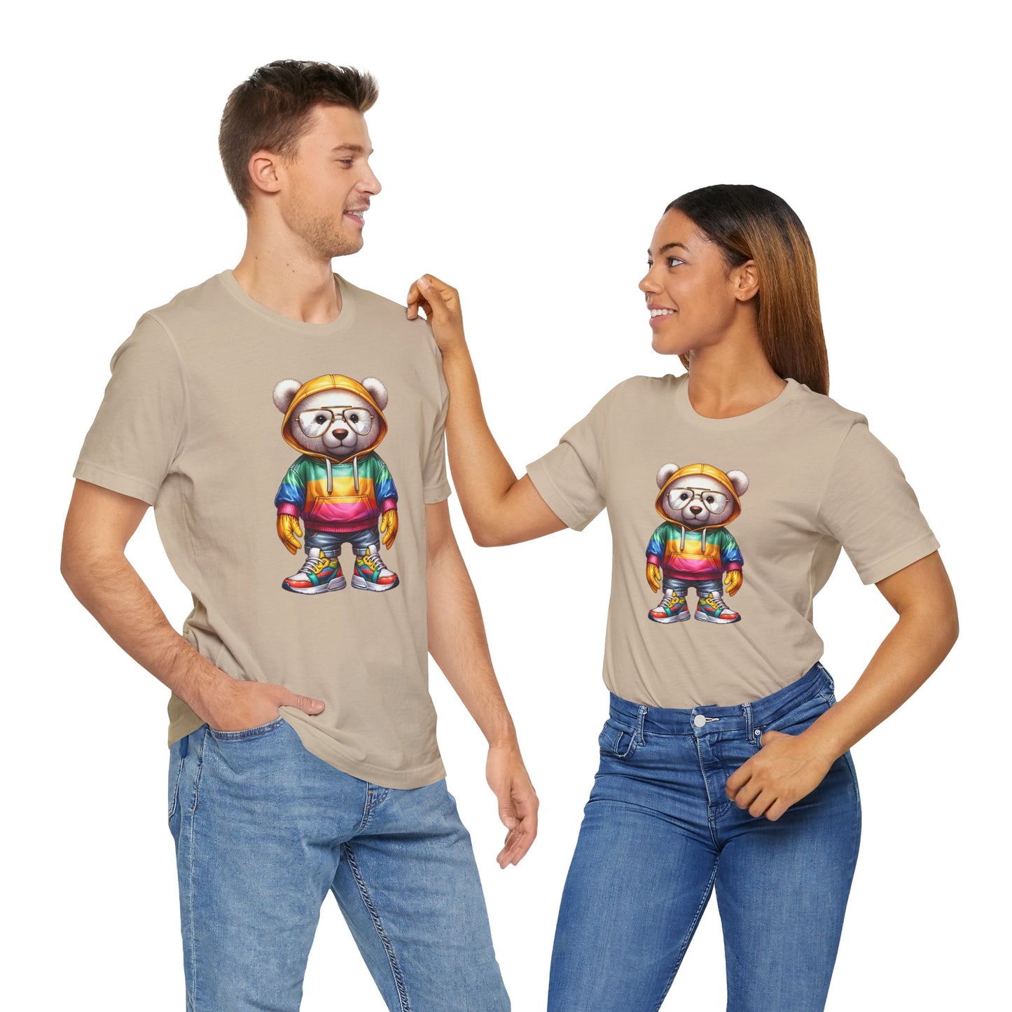 T-shirt à manches courtes unisexe en jersey Ours en peluche avec capuche