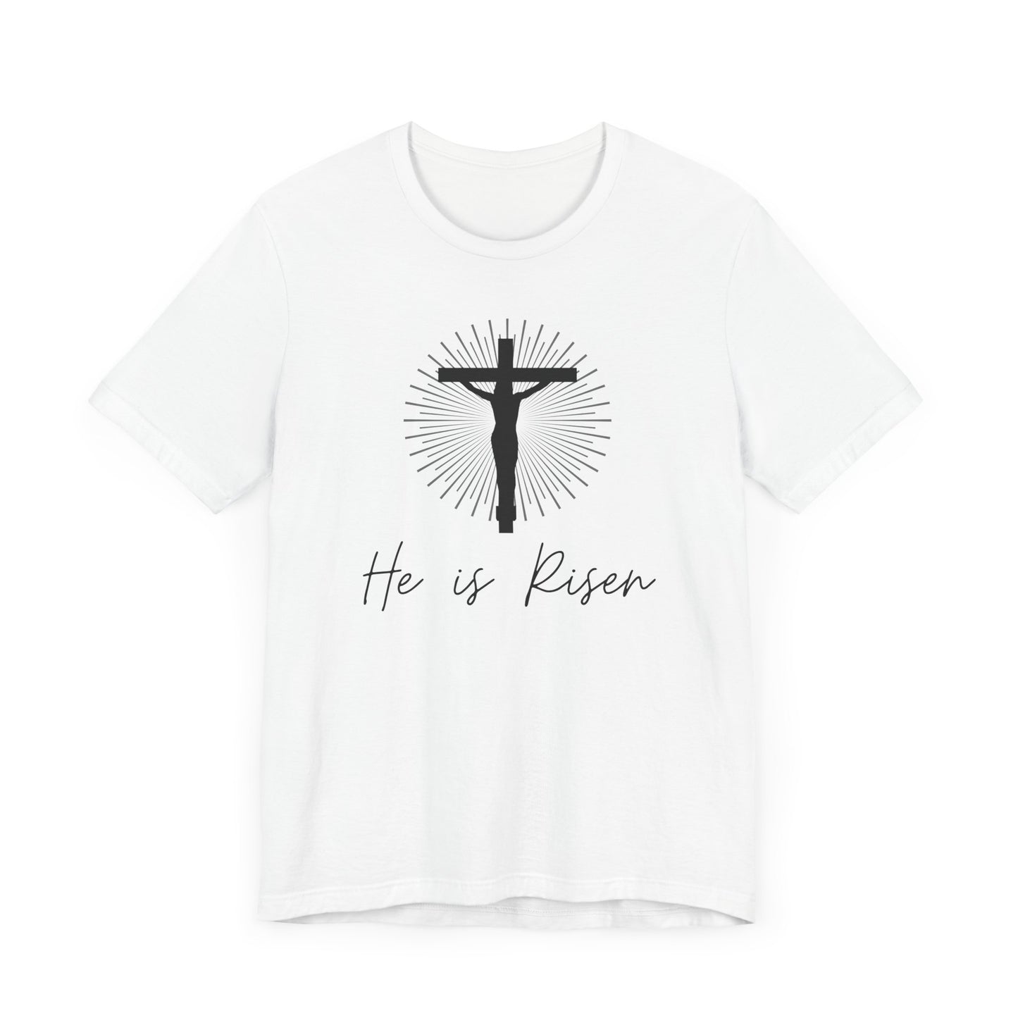 He is Risen Unisex Jersey Short Sleeve Tee - Faith-Based Apparel for Easter Celebrations