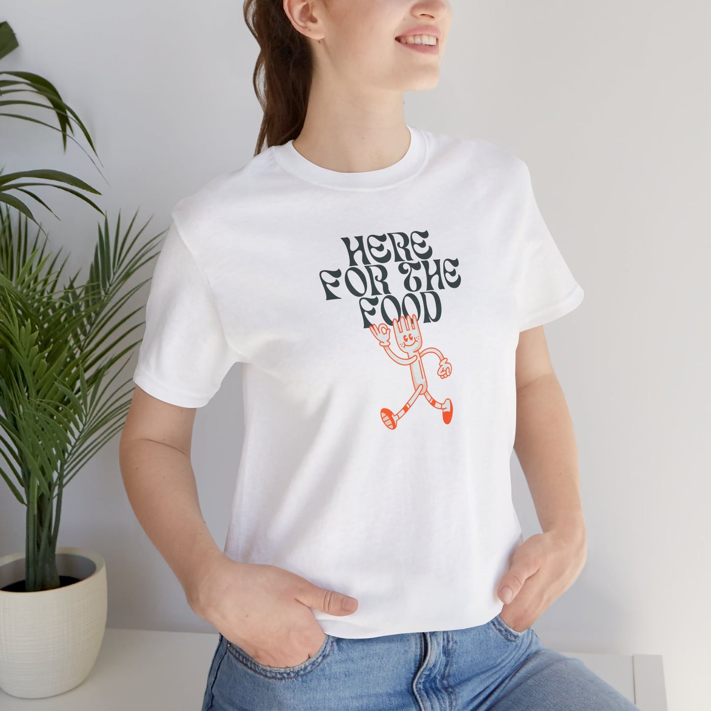 Here for the Food Unisex Jersey Tee – Fun & Playful Graphic T-Shirt for Foodies