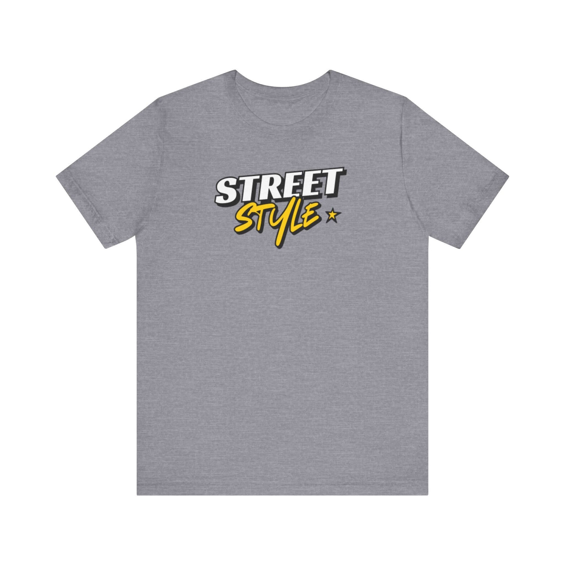 Gray unisex graphic street style tee with bold 'STREET STYLE' text design, perfect for casual urban fashion.