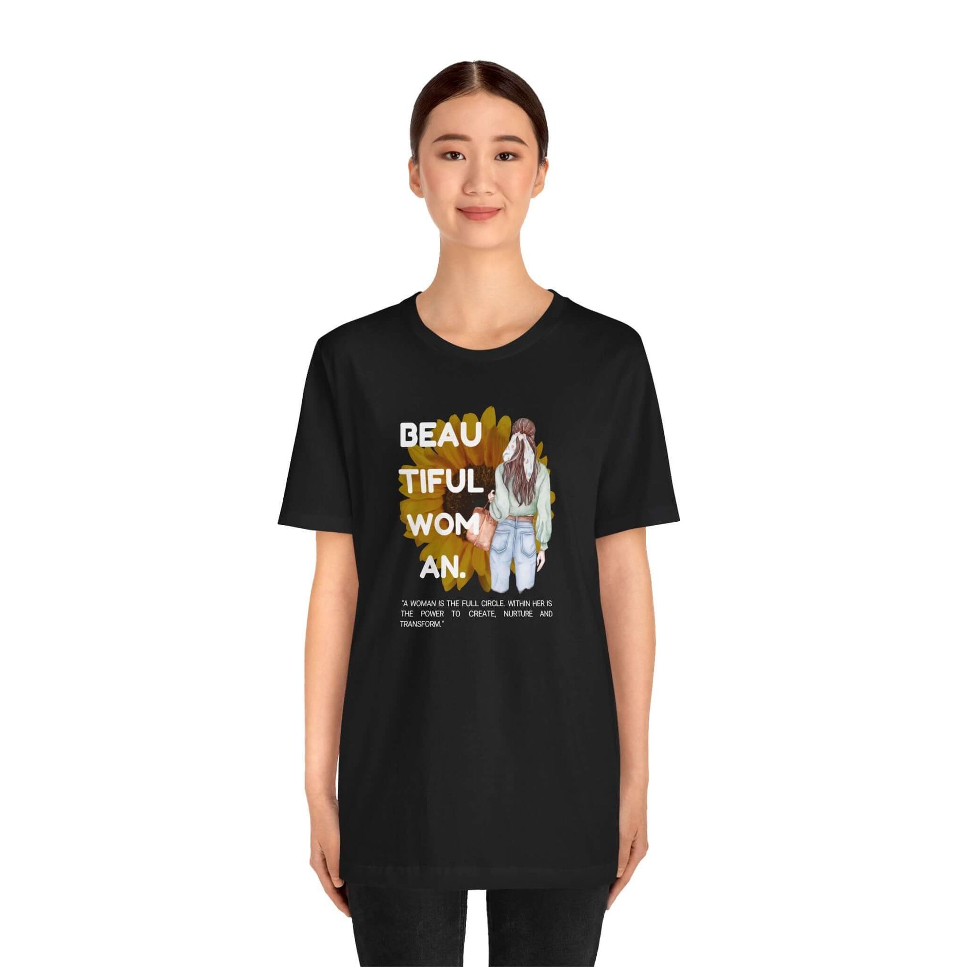 Empowerment unisex tee with beautiful woman graphic design, perfect for casual wear and inspirational gifting.