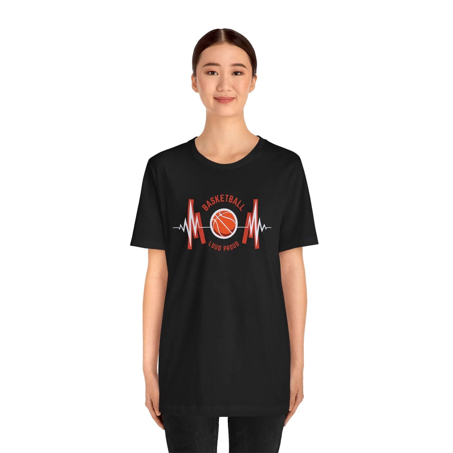 Unisex Basketball Heartbeat Tee in black, featuring a basketball graphic and heartbeat line, perfect for sports lovers.