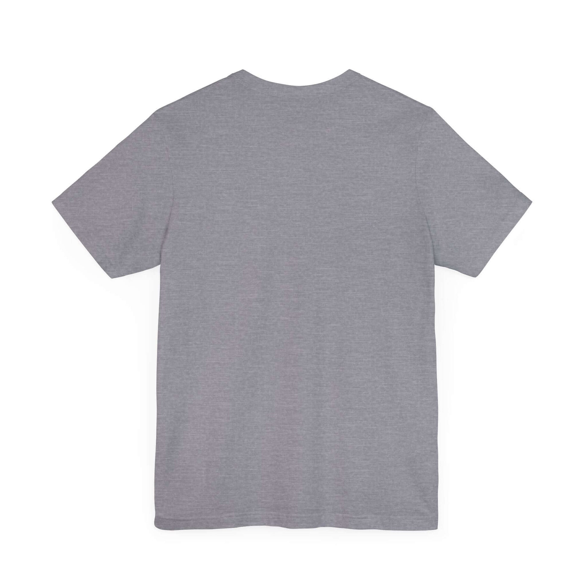 Back view of a gray unisex street style tee, perfect for casual urban fashion and versatile wear.