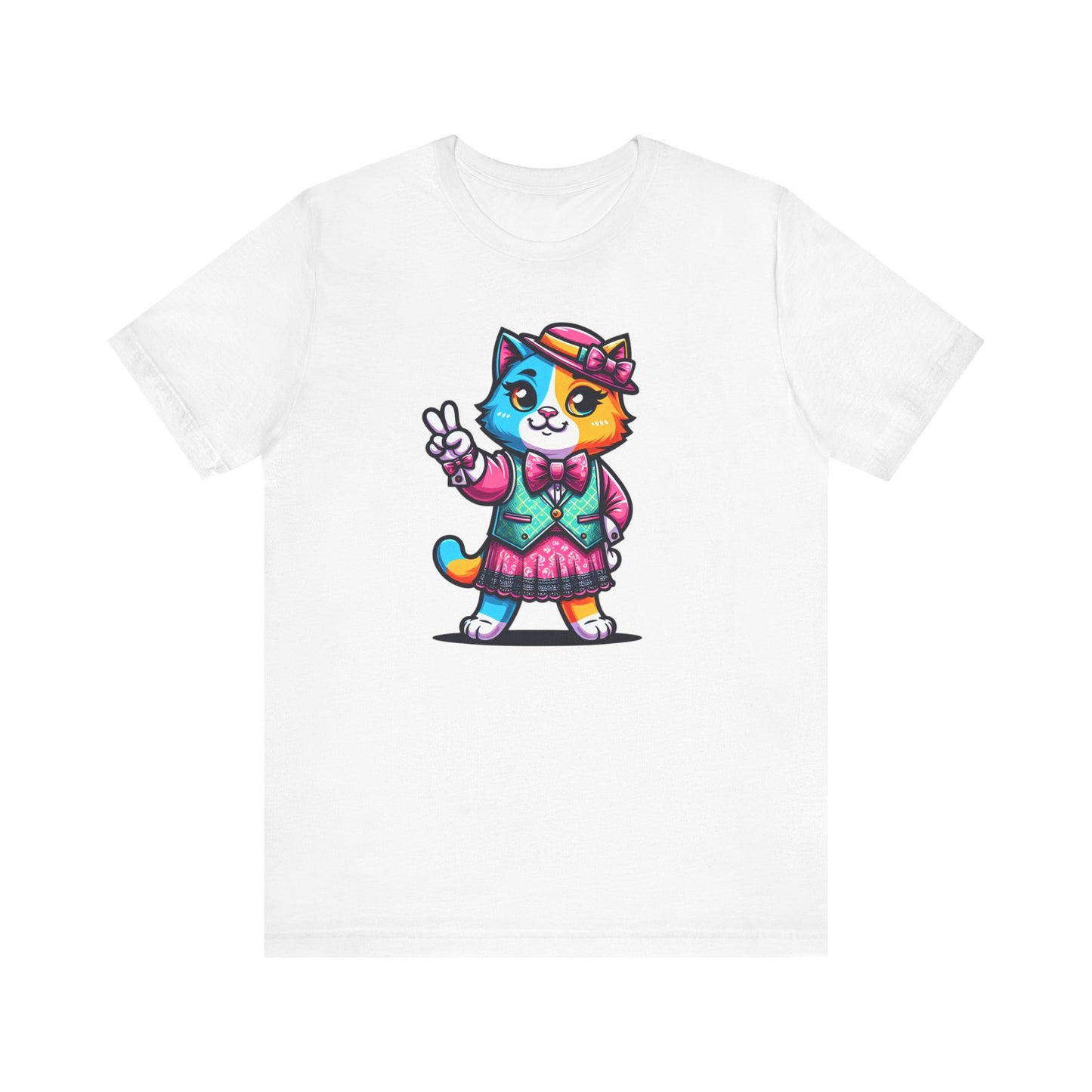 Cute Cat Vintage Style Tee - Colorful Pet Graphic T-Shirt