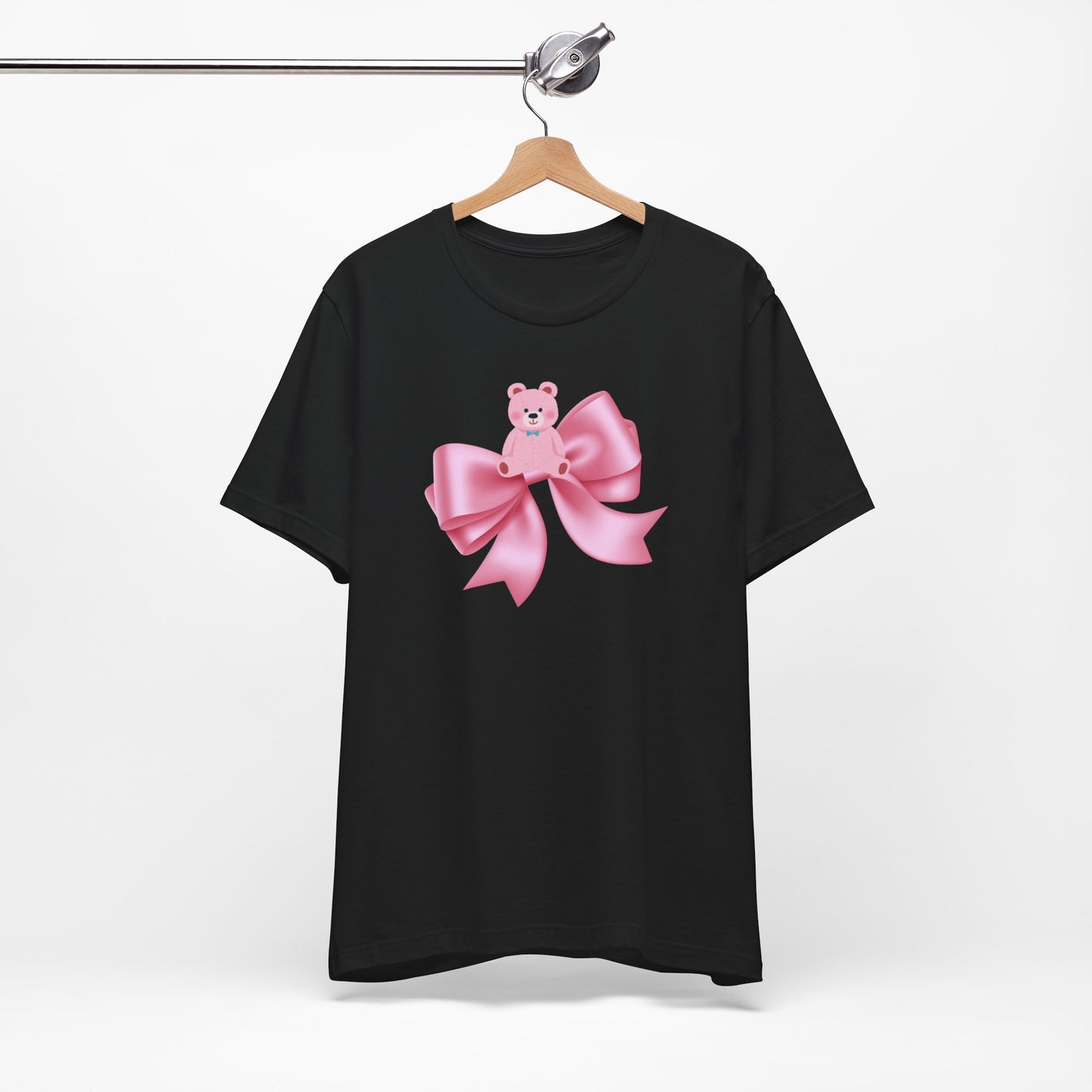 Cute Pink Teddy Bear Bow Tee - Jersey Short Sleeve T-Shirt