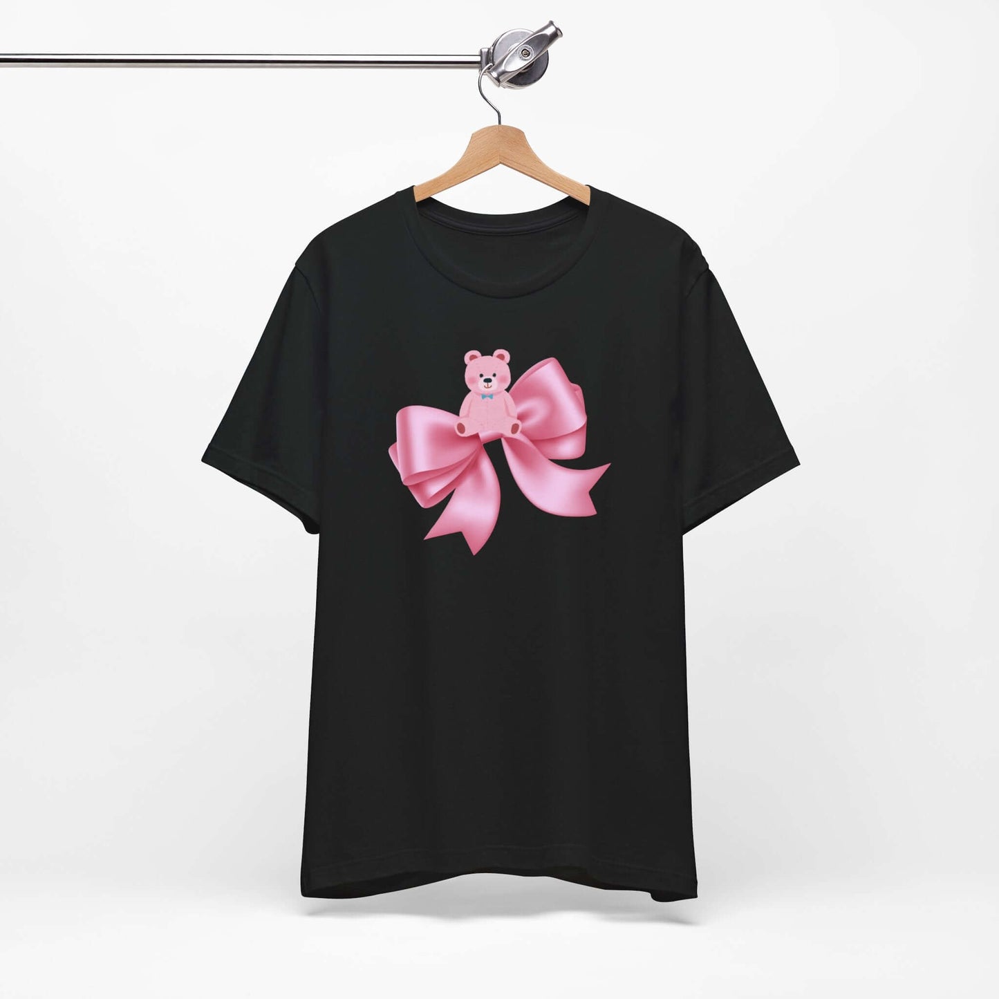 Cute Pink Teddy Bear Bow Tee - Jersey Short Sleeve T-Shirt