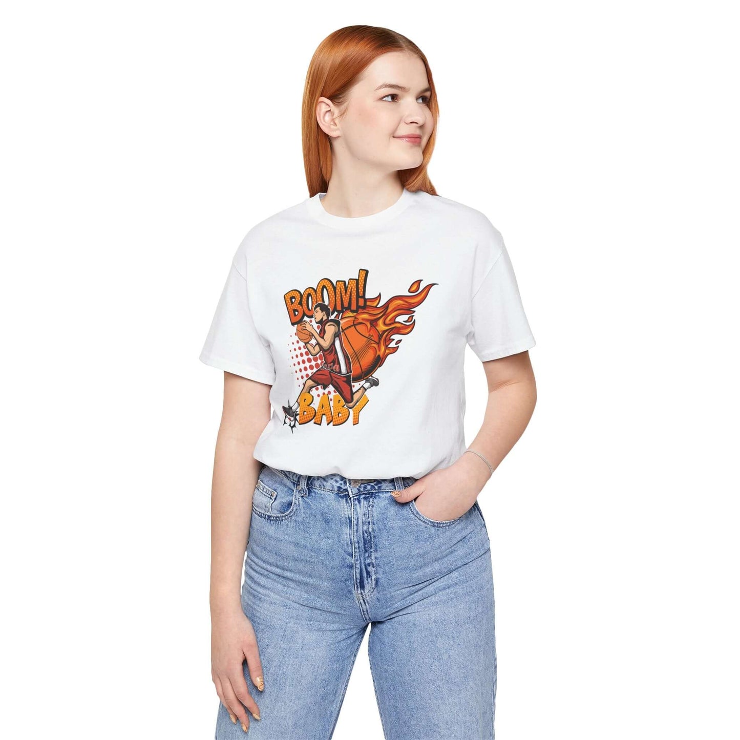Boom Baby basketball tee featuring a vibrant graphic design, perfect for sports fans and casual wear.