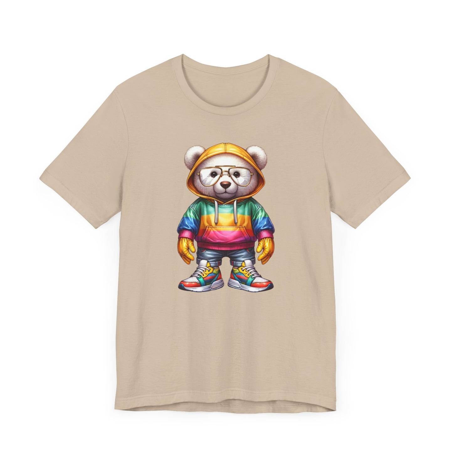 T-shirt à manches courtes unisexe en jersey Ours en peluche avec capuche