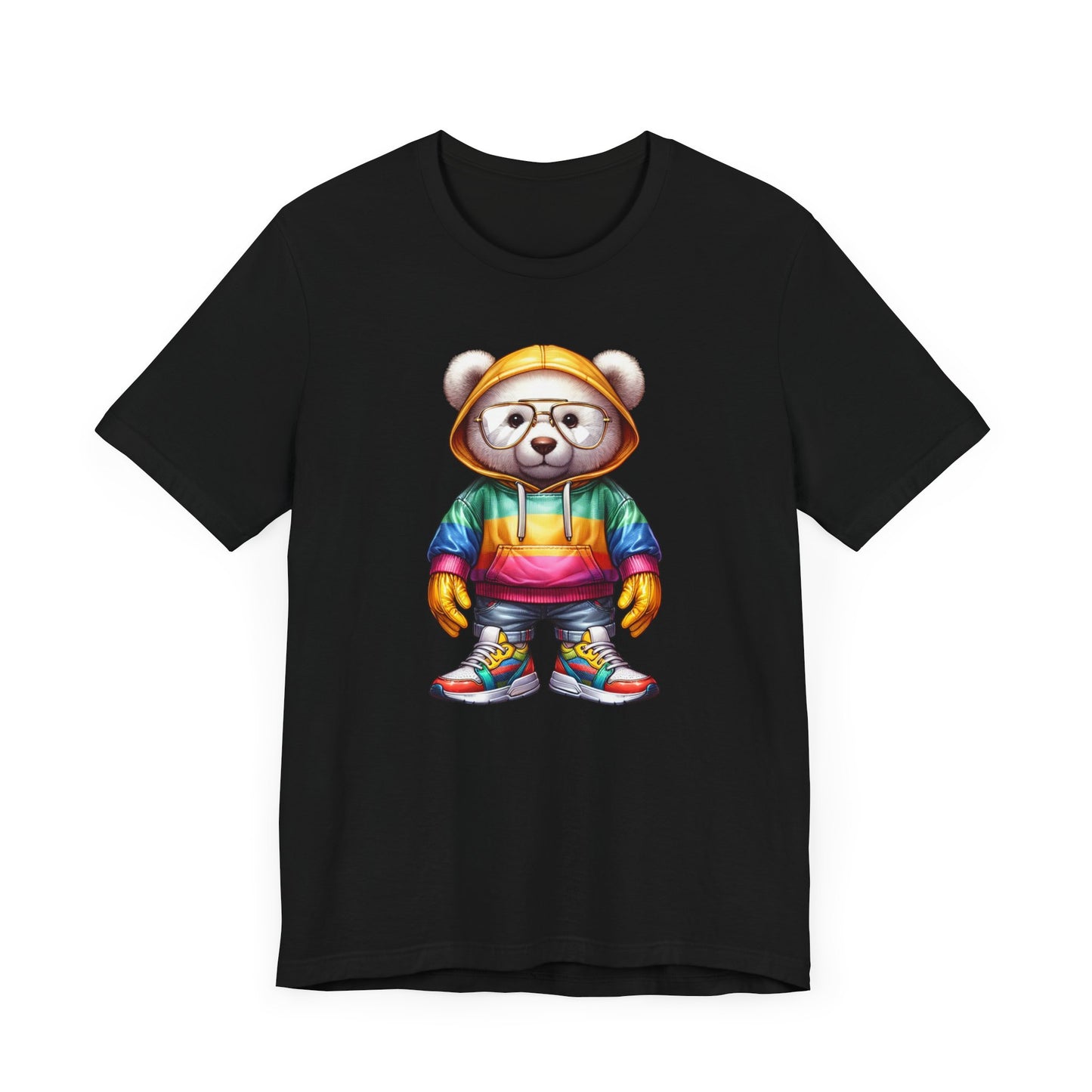 T-shirt à manches courtes unisexe en jersey Ours en peluche avec capuche