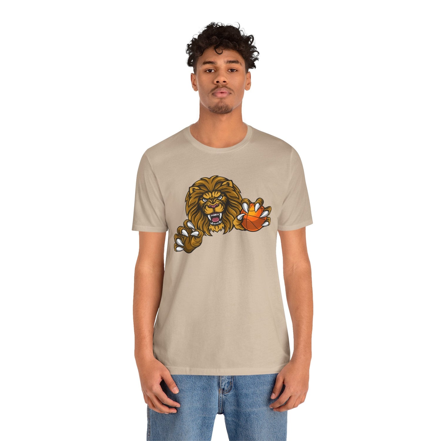 Basketball-themed t-shirt featuring a lion graphic, perfect for fans and players embracing the game.