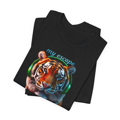 Tiger Head Headphones T‑Shirt – “my escape” Graphic Tee