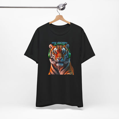 Tiger Head Headphones T‑Shirt – “my escape” Graphic Tee