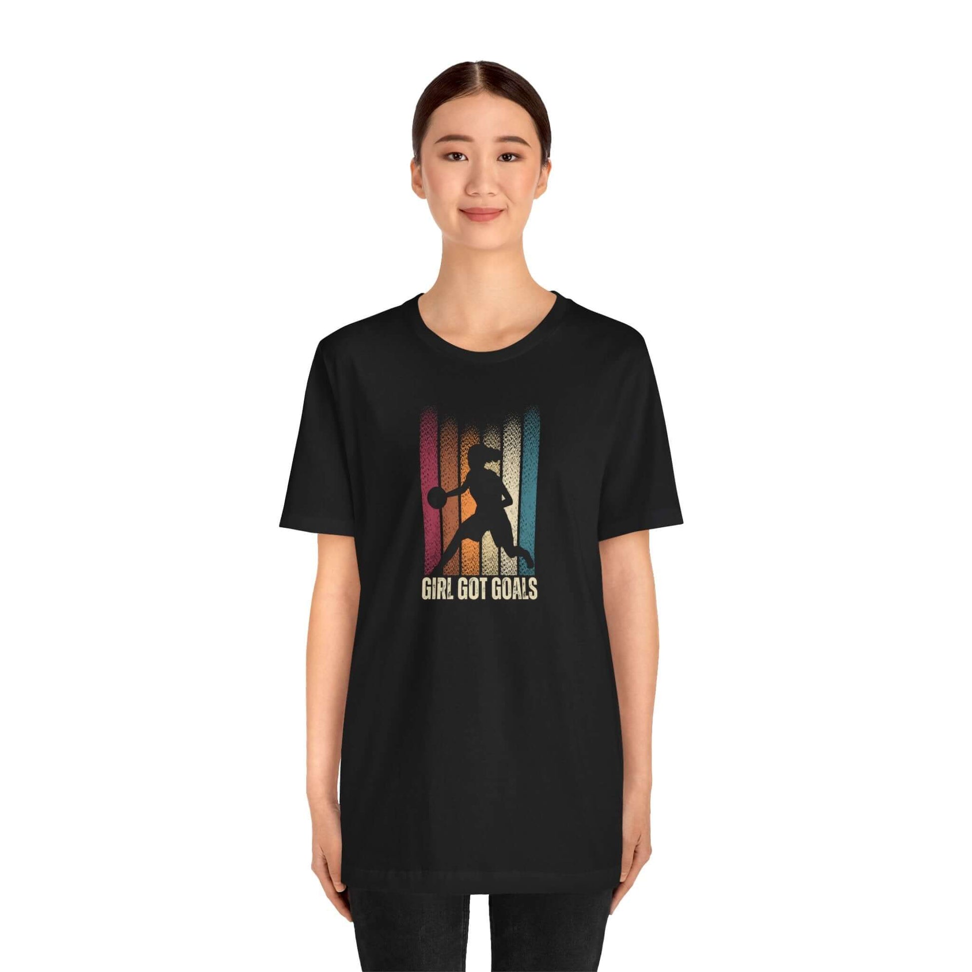 Girl Got Goals basketball tee for empowering active individuals, perfect tee for you to wear during sports or casual outings.