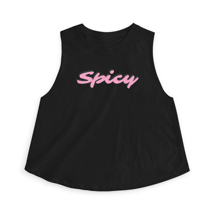 Spicy Pink Script Crop Top — Women's Trendy Graphic Tank