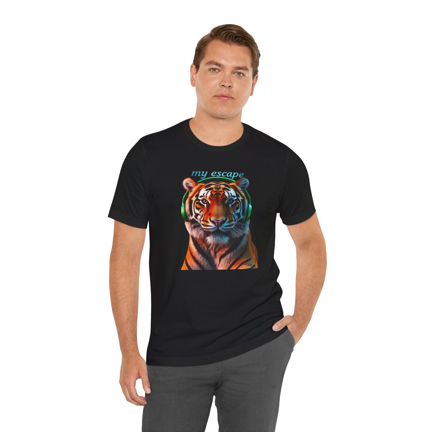 Tiger Head Headphones T‑Shirt – “my escape” Graphic Tee