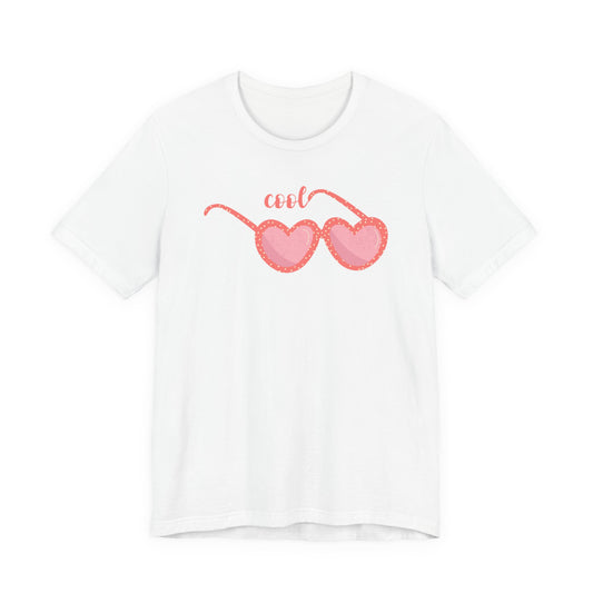 Heart Sunglasses Tee – “cool” Pink Graphic T-Shirt