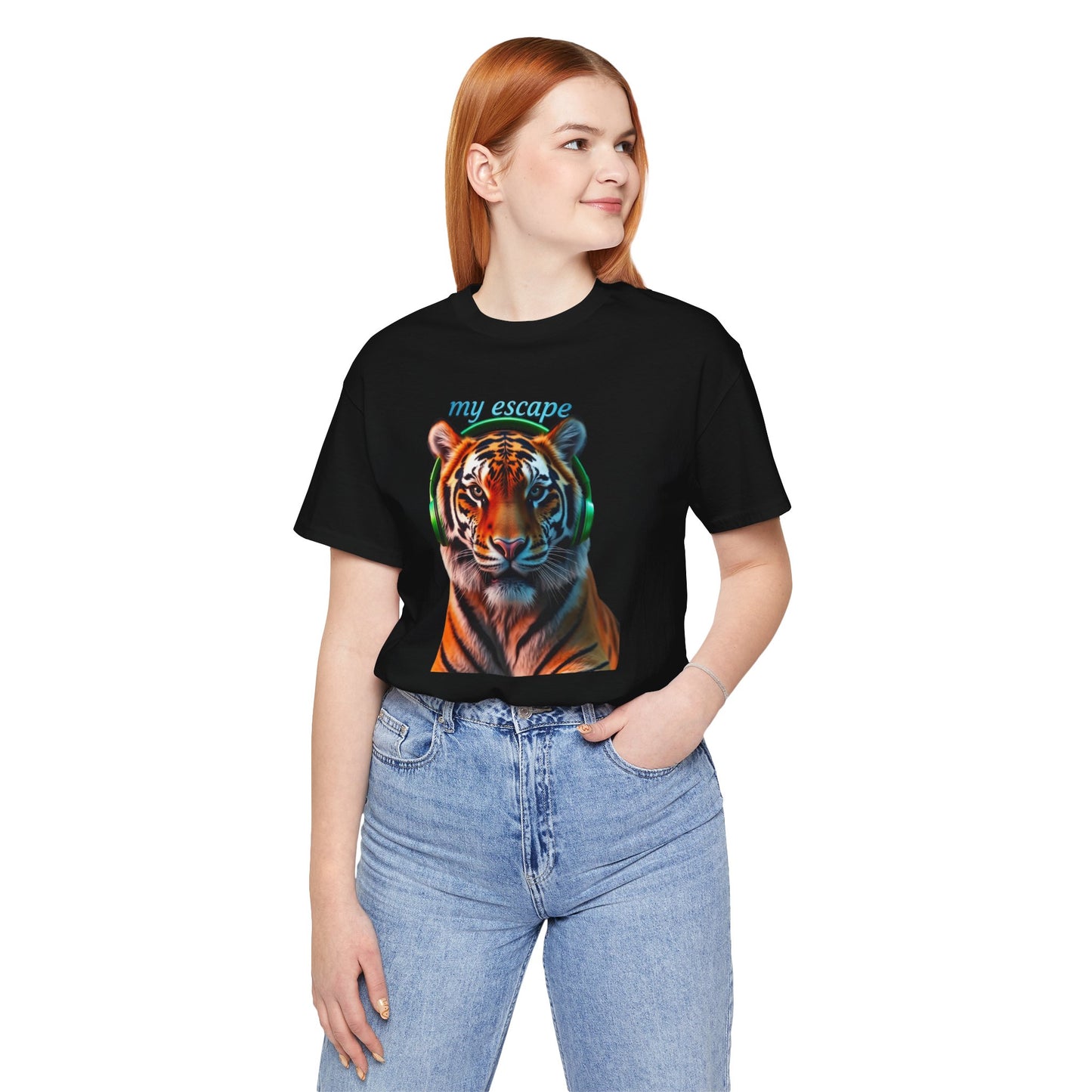 Tiger Head Headphones T‑Shirt – “my escape” Graphic Tee