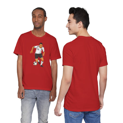 Soccer Player Action Tee – Men's Football Dribbling Graphic Shirt