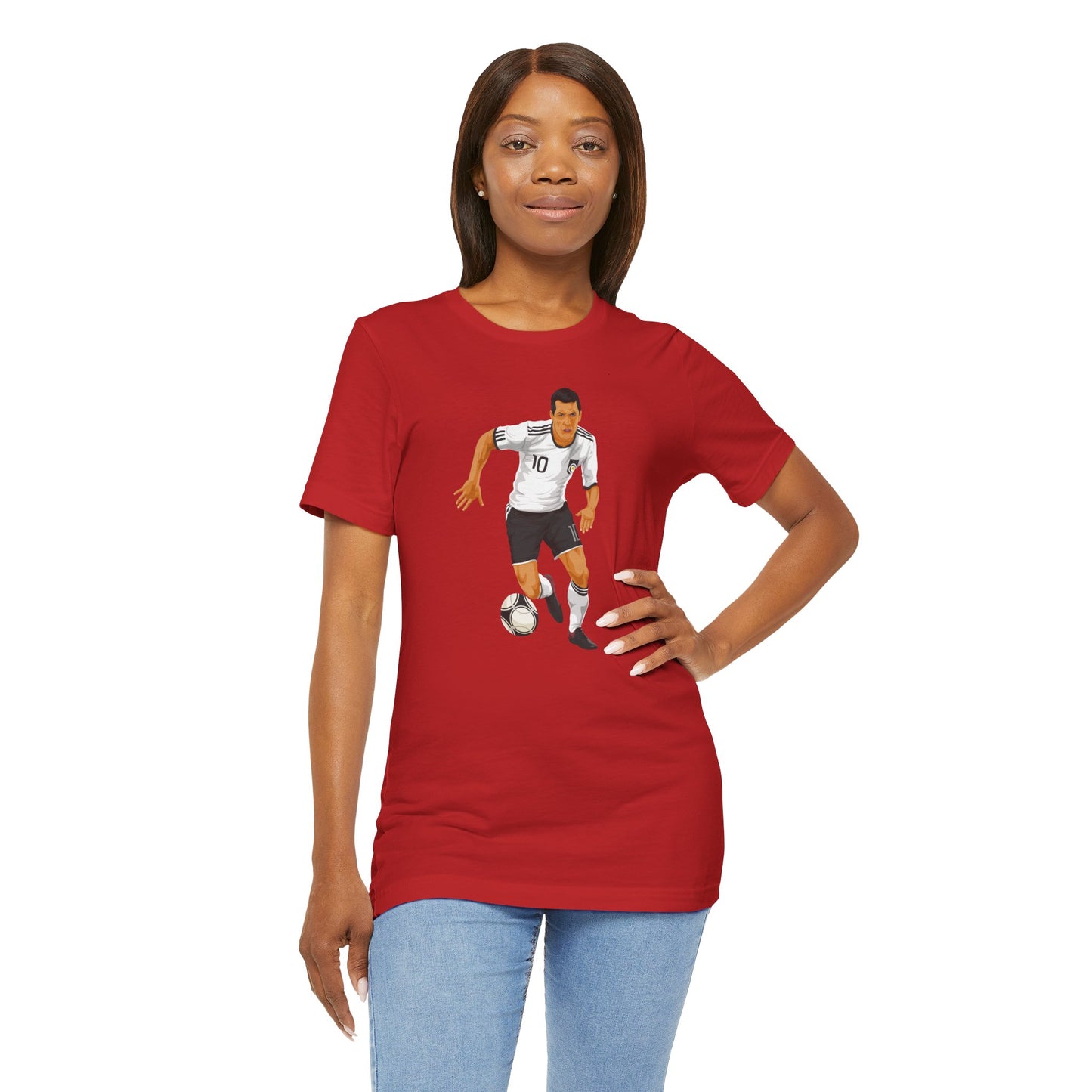 Soccer Player Action Tee – Men's Football Dribbling Graphic Shirt