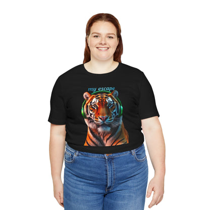 Tiger Head Headphones T‑Shirt – “my escape” Graphic Tee