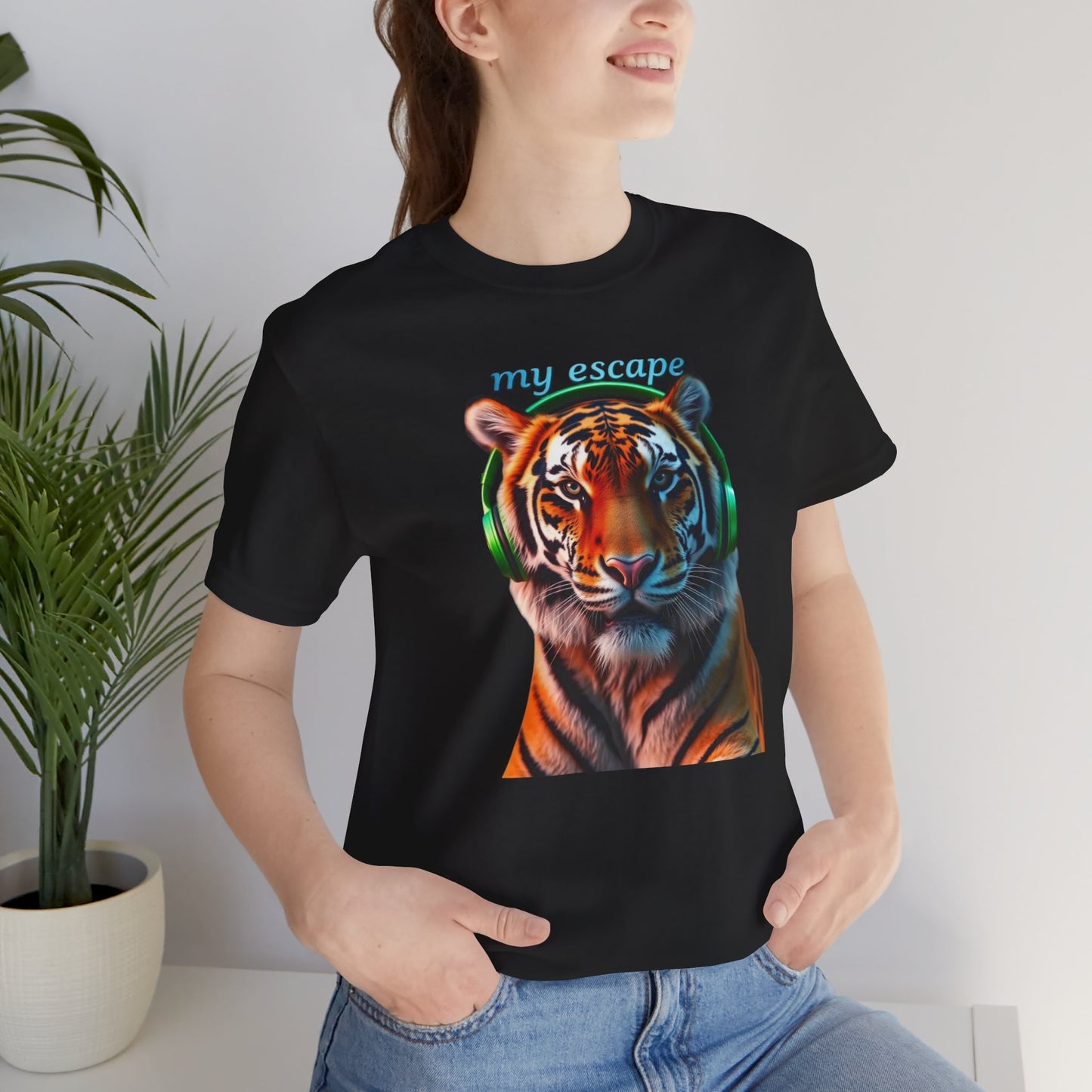 Tiger Head Headphones T‑Shirt – “my escape” Graphic Tee