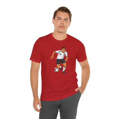Soccer Player Action Tee – Men's Football Dribbling Graphic Shirt