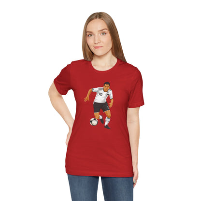 Soccer Player Action Tee – Men's Football Dribbling Graphic Shirt