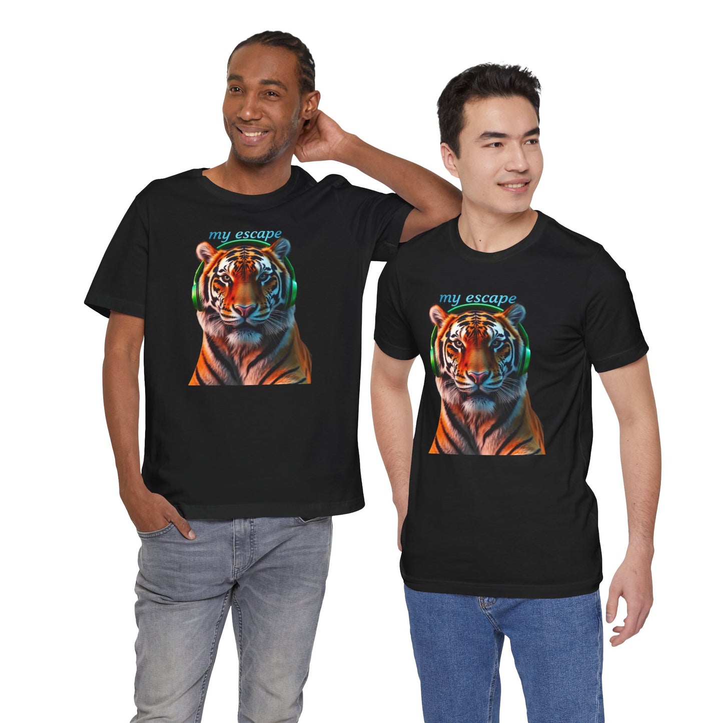 Tiger Head Headphones T‑Shirt – “my escape” Graphic Tee