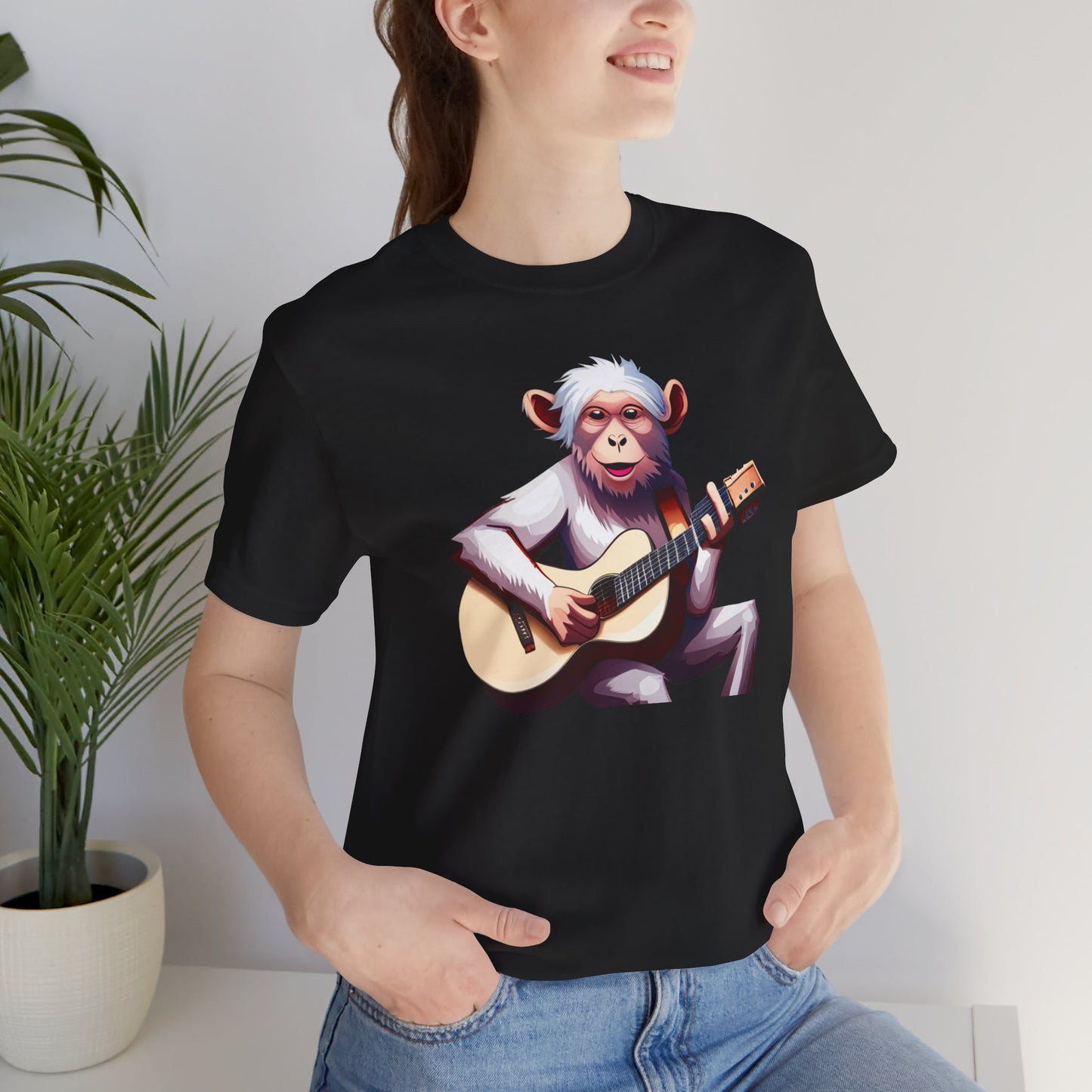 Monkey Playing Guitar T‑Shirt — Cute Acoustic Musician Tee