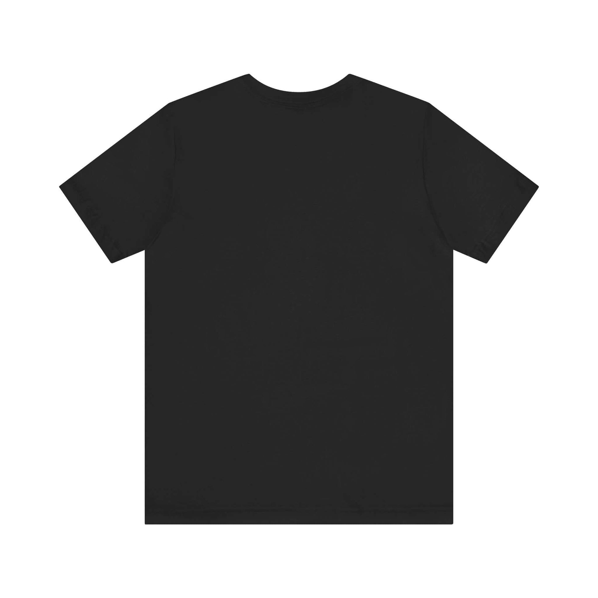 Back view of a black unisex jersey short sleeve tee for basketball enthusiasts, ideal for casual or athletic wear.